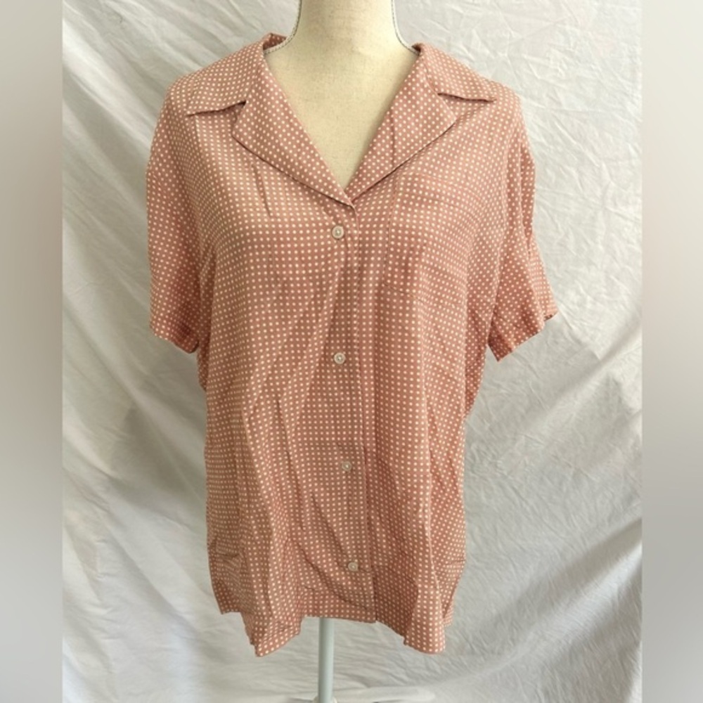 Solid & Striped Dahlia Top Baby Polkadot Taupe Button Front Collared Large - Picture 2 of 8